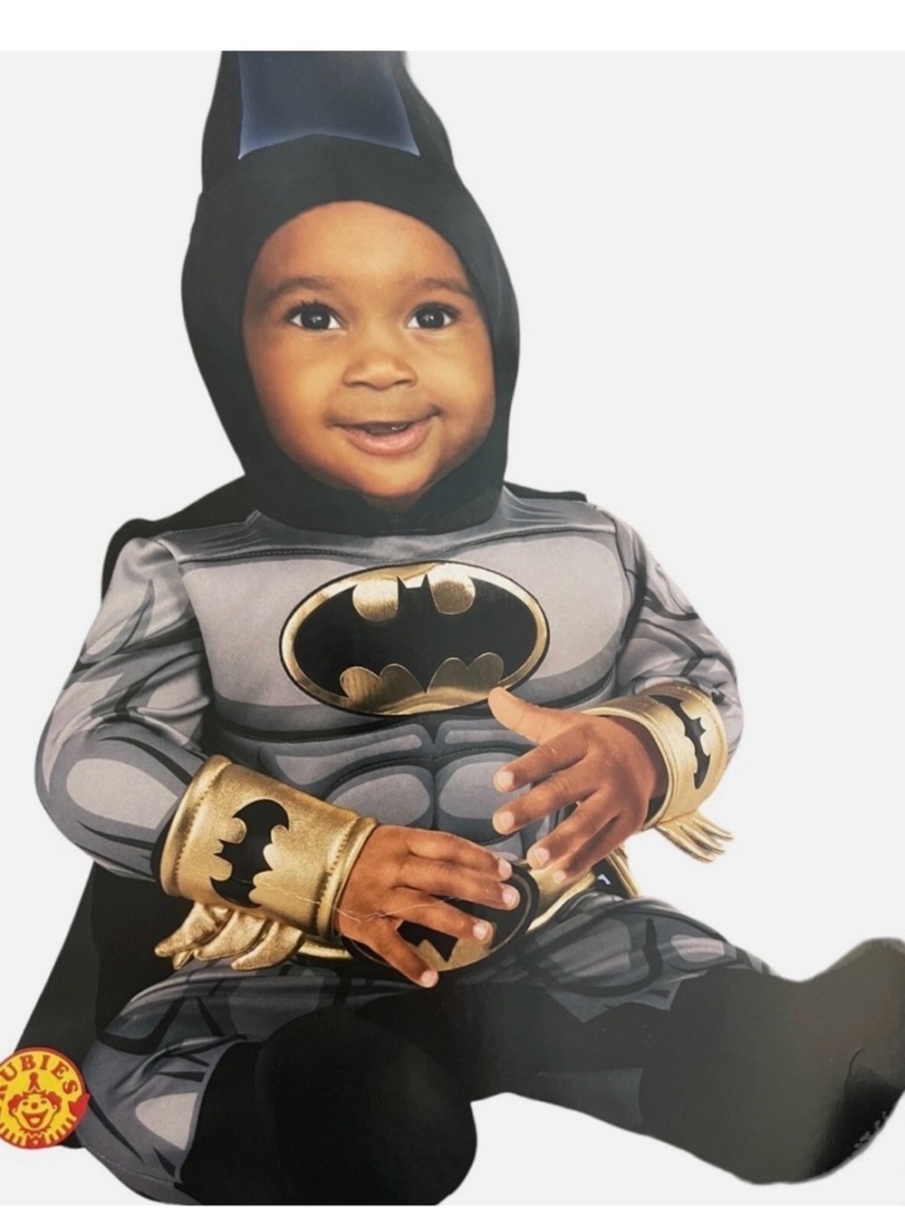 Baby Batman Gray and Gold Costume with Hooded Cowl 0-6 months